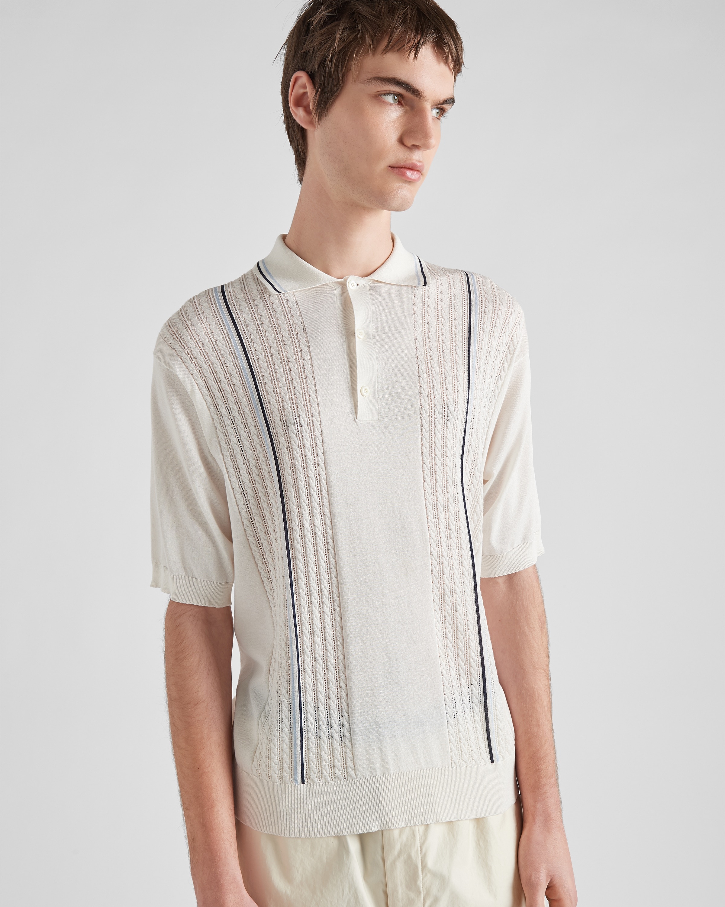 Silk and cotton polo shirt - 3