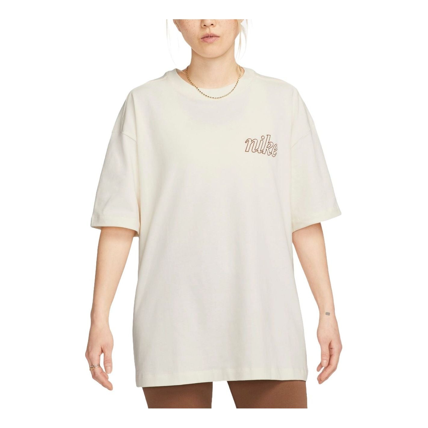 (WMNS) Nike Sportswear Bear Graphic Oversized T-shirt Asia Sizing 'Pale Ivory' FQ6010-110 - 1