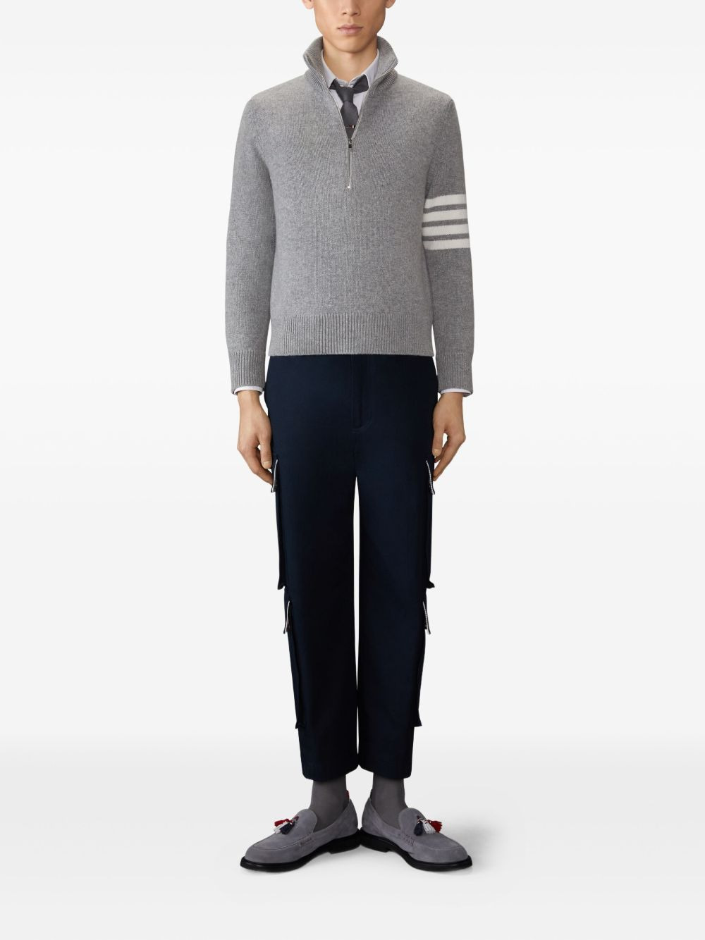 stripe-detail zip-neck sweater - 2