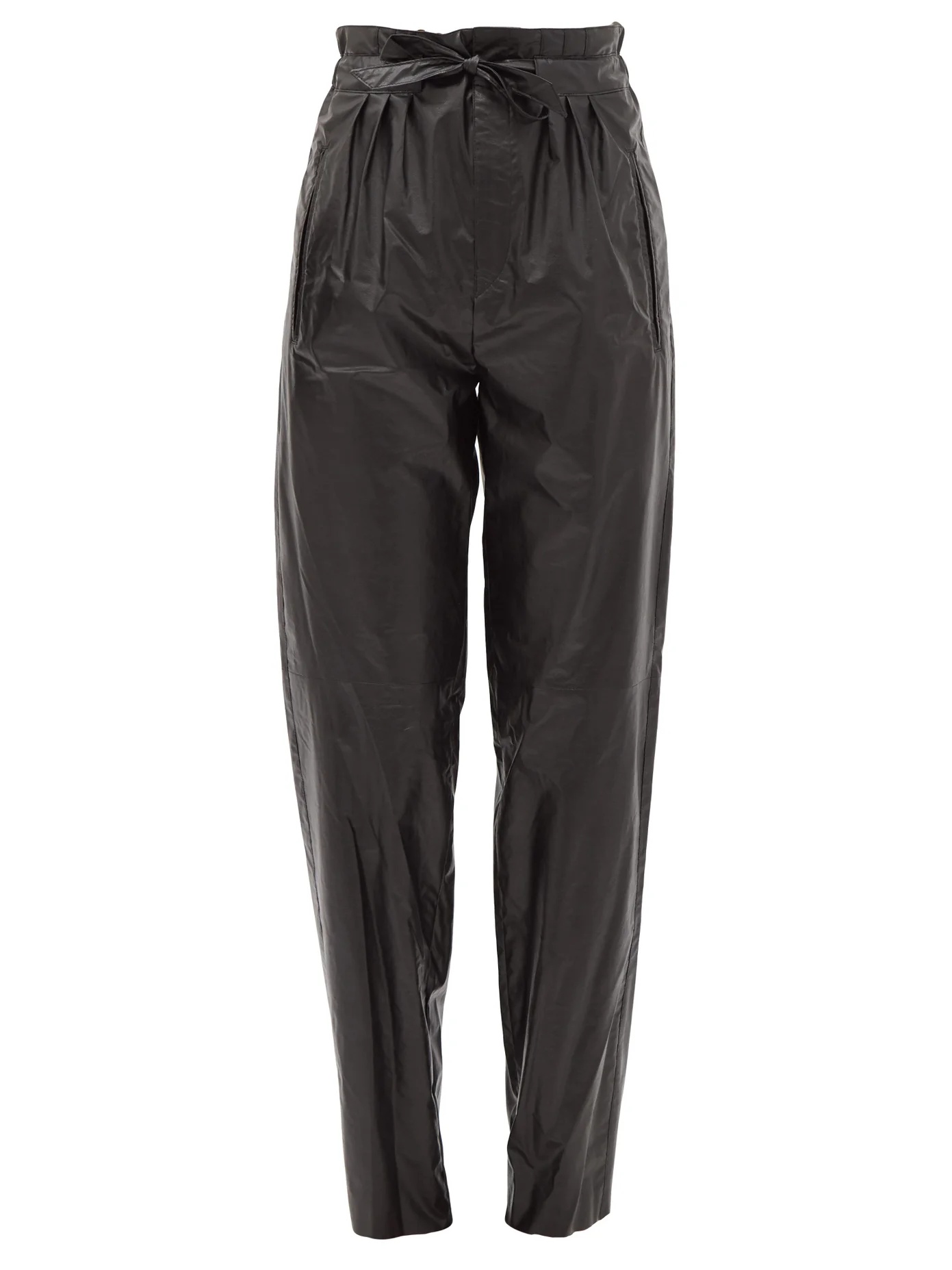 Duard pleated faux-leather trousers - 1