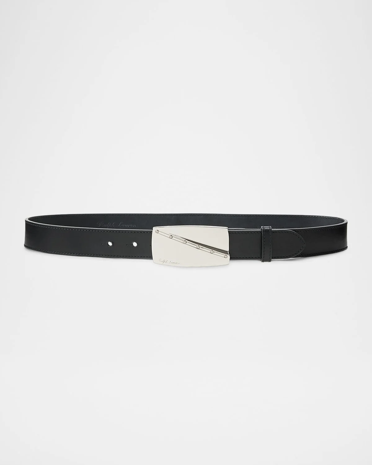 Engraved Buckle Leather Belt - 1