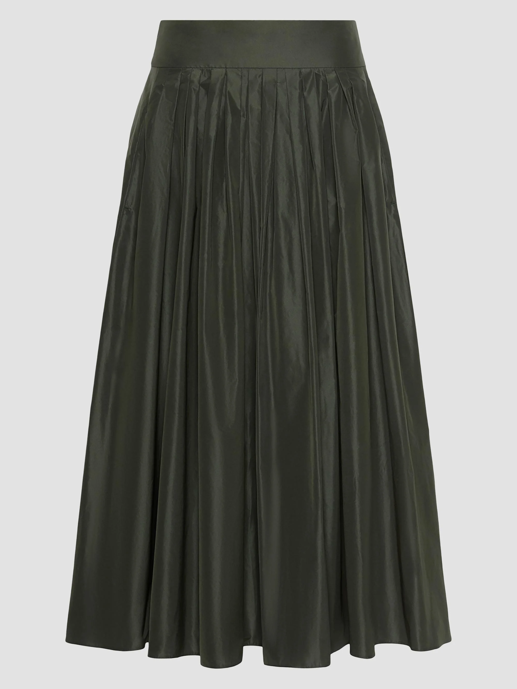 Women's Taffeta Pleated Skirt - Dark Green - 1