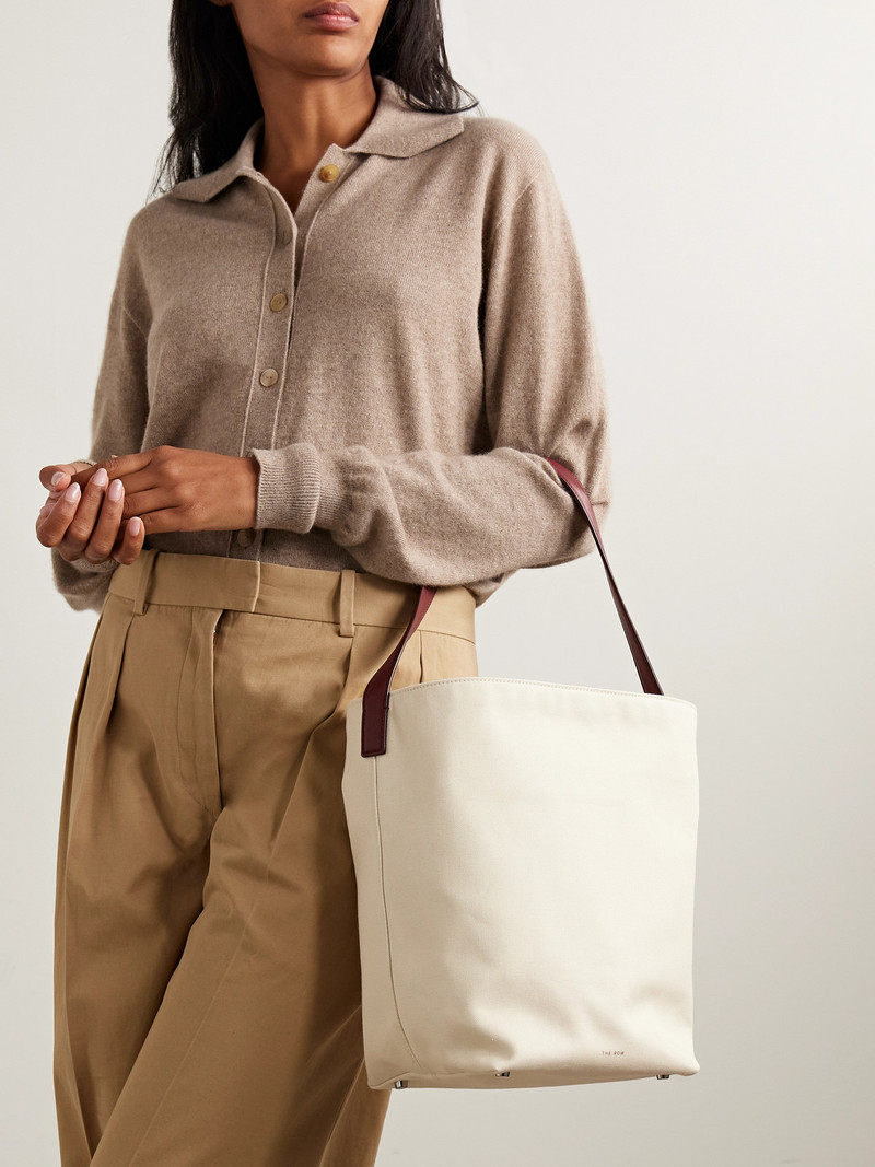 The Row N/s Park Medium Leather-trimmed Canvas Tote outlook