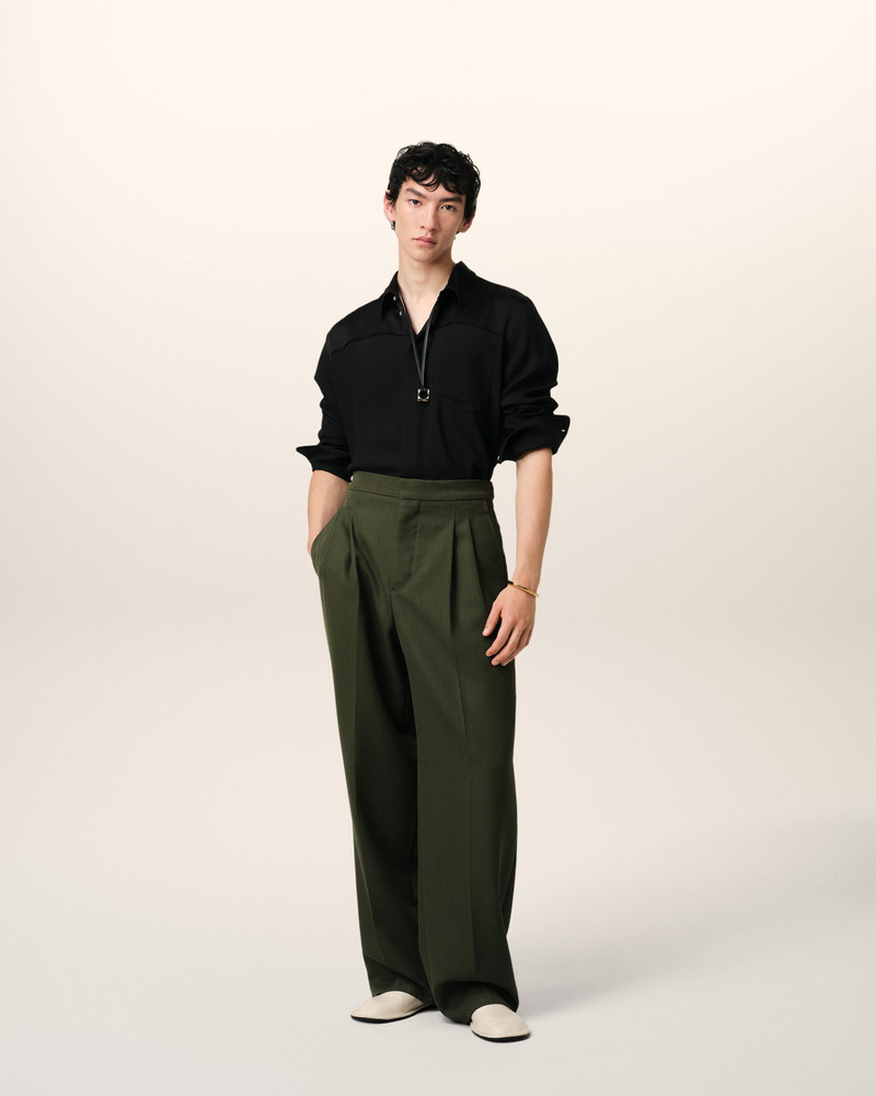 AMI Paris GREEN WOOL LARGE FIT TROUSERS outlook