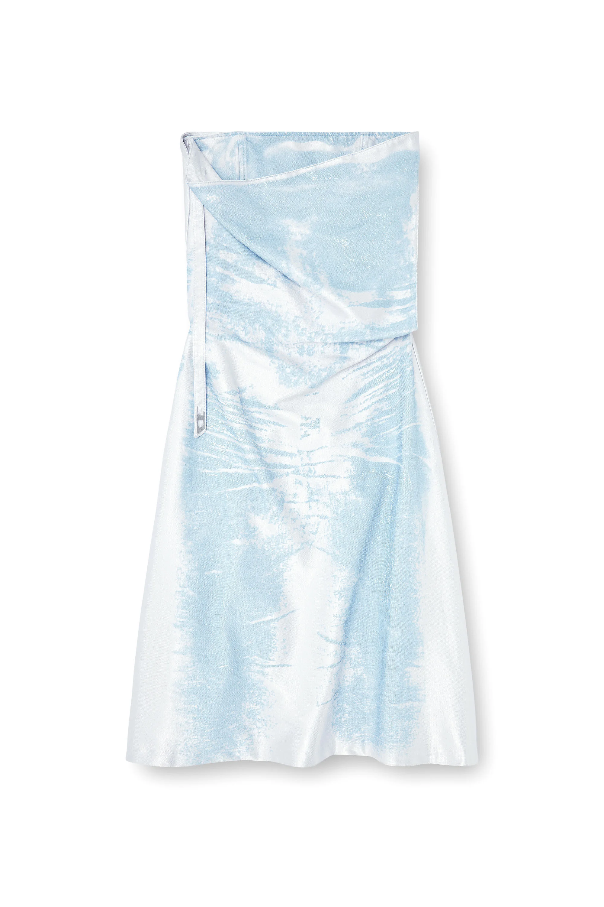 LONG DRESS IN COLOURED SATIN DENIM - 1