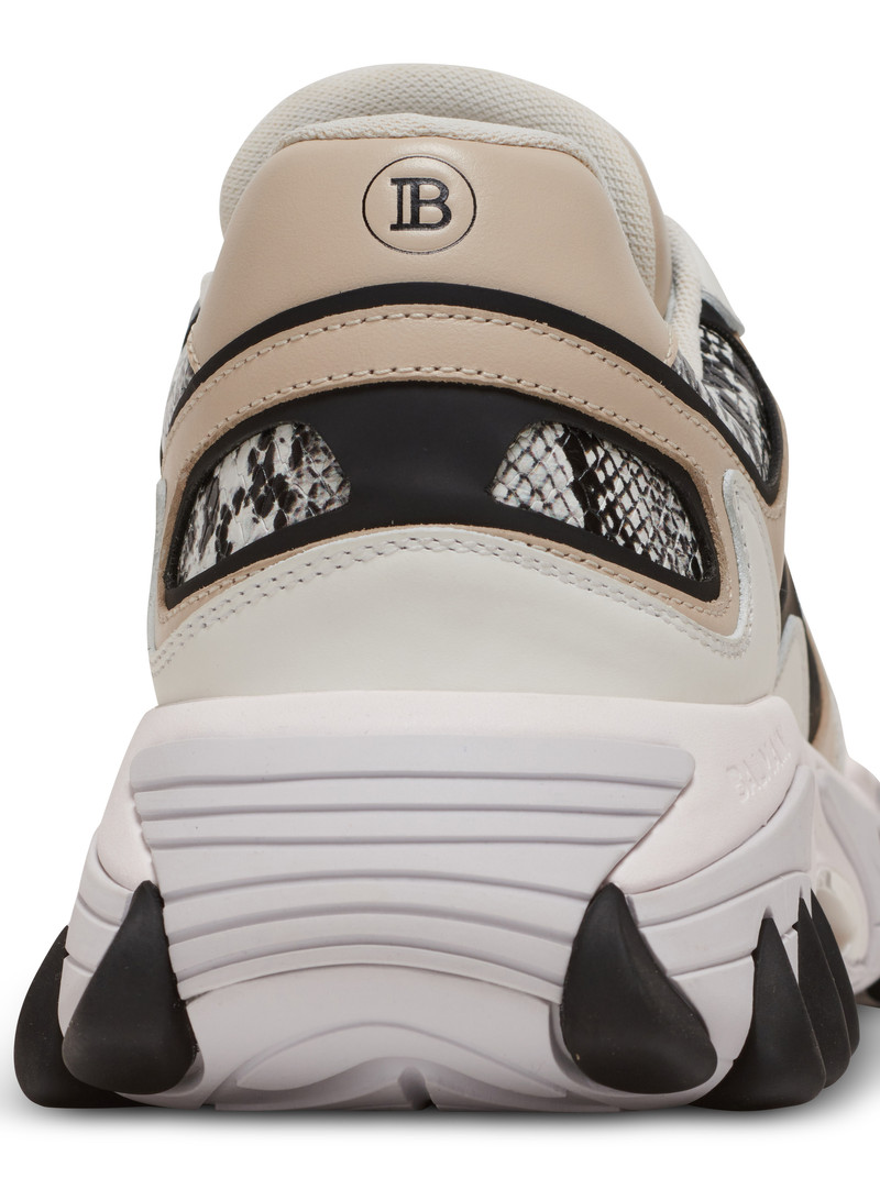 Balmain B-East snakeskin-effect leather, suede and mesh sneakers outlook