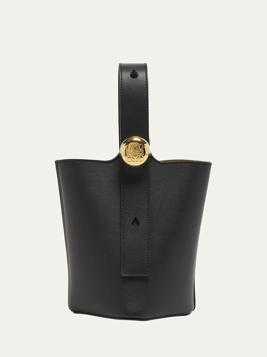 Mini Pebbled Leather Bucket Bag - 1