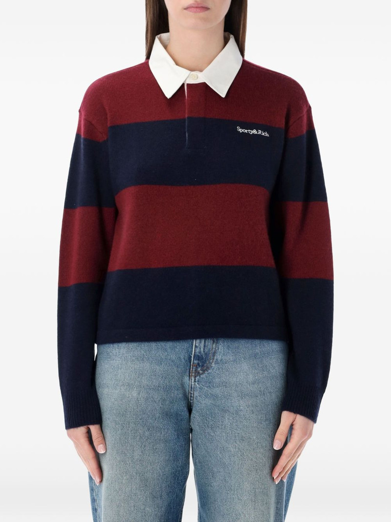 logo-embroidered striped-pattern polo top 1