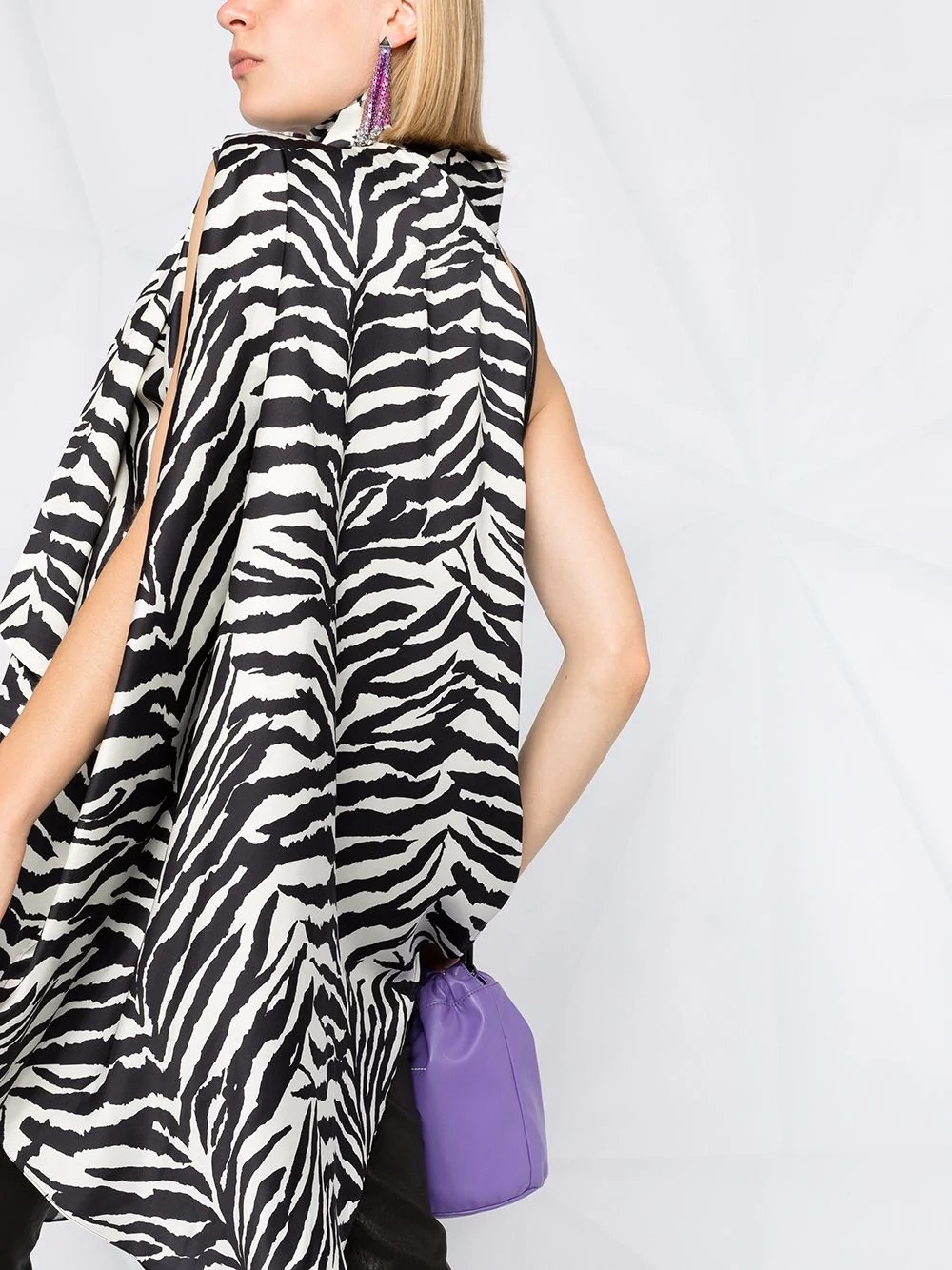 one-shoulder animal print asymmetric dress - 3