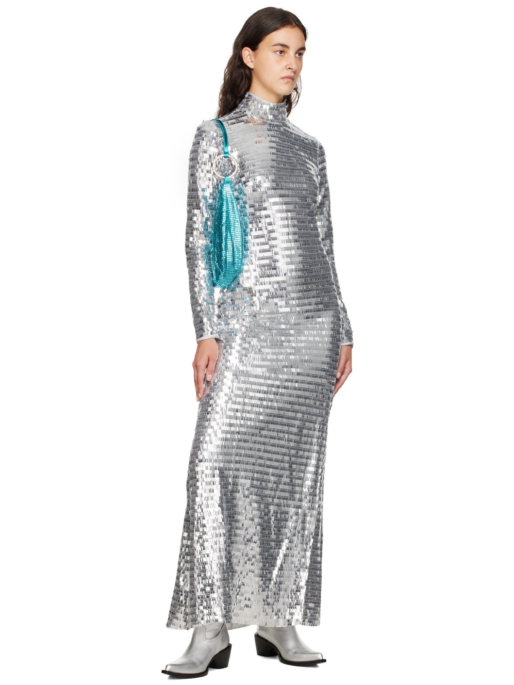 Silver Sculpty Maxi Dress - 4