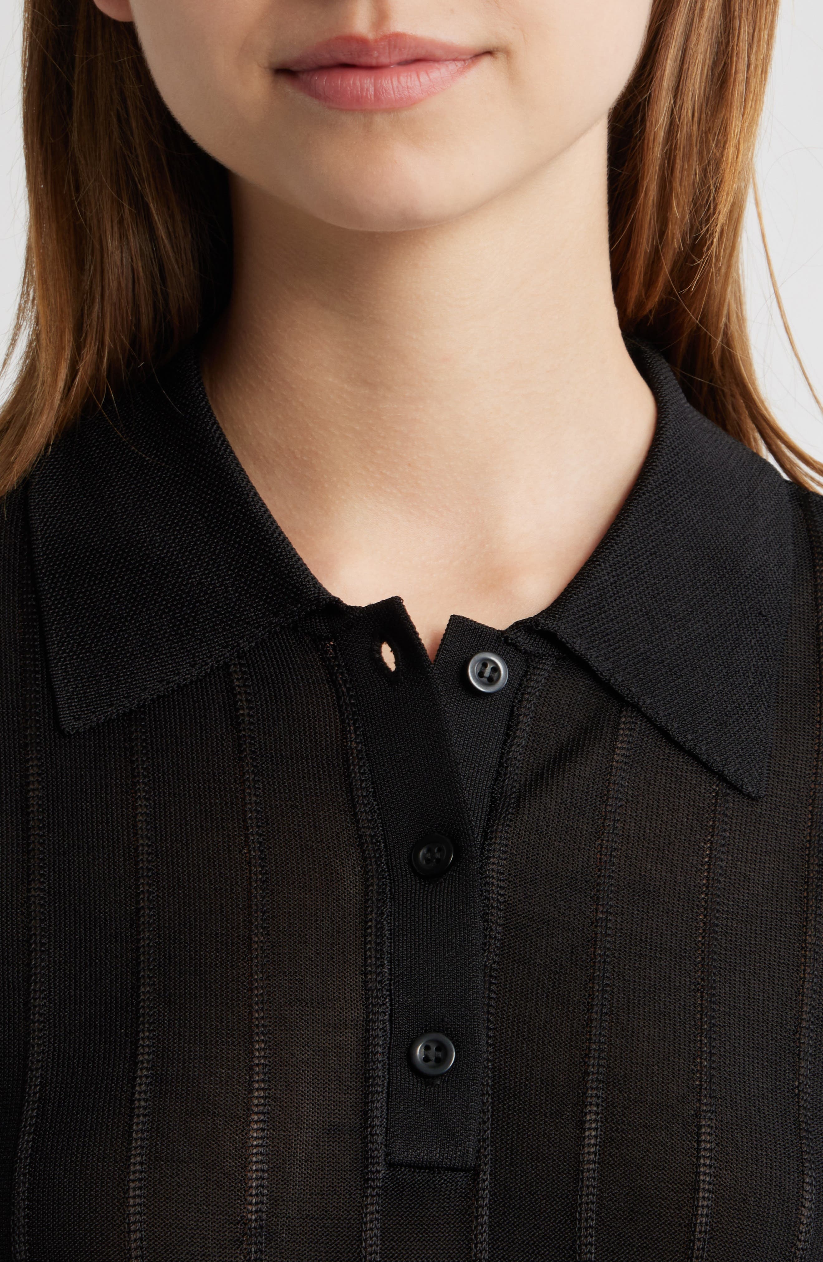 FRAME The Ribbed Polo in Black at Nordstrom - 4