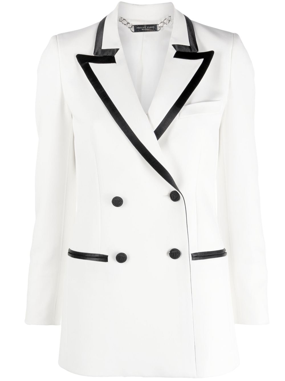 contrasting-trim detail blazer - 1