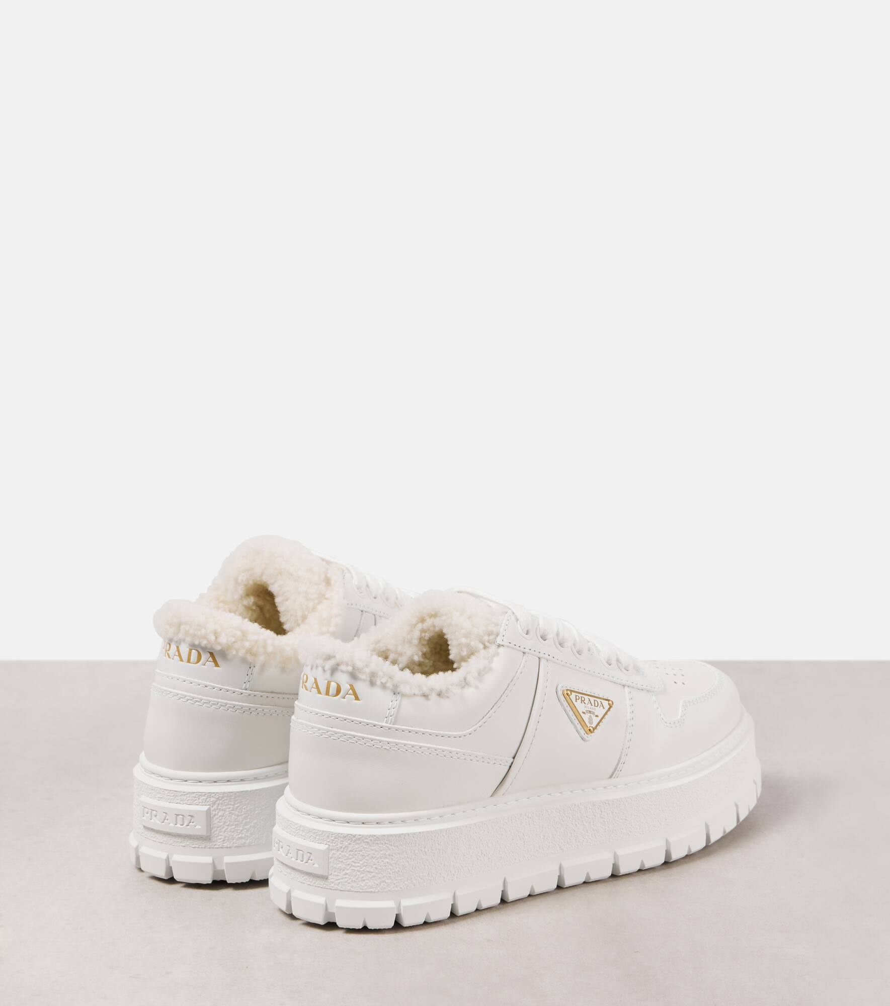 Shearling-lined platform leather sneakers - 2