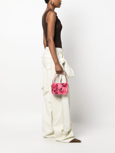Blumarine rhinestone-logo floral-print leather tote bag outlook