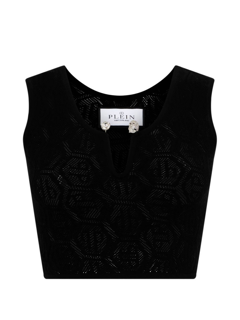 jewel-detail monogram tank top 1