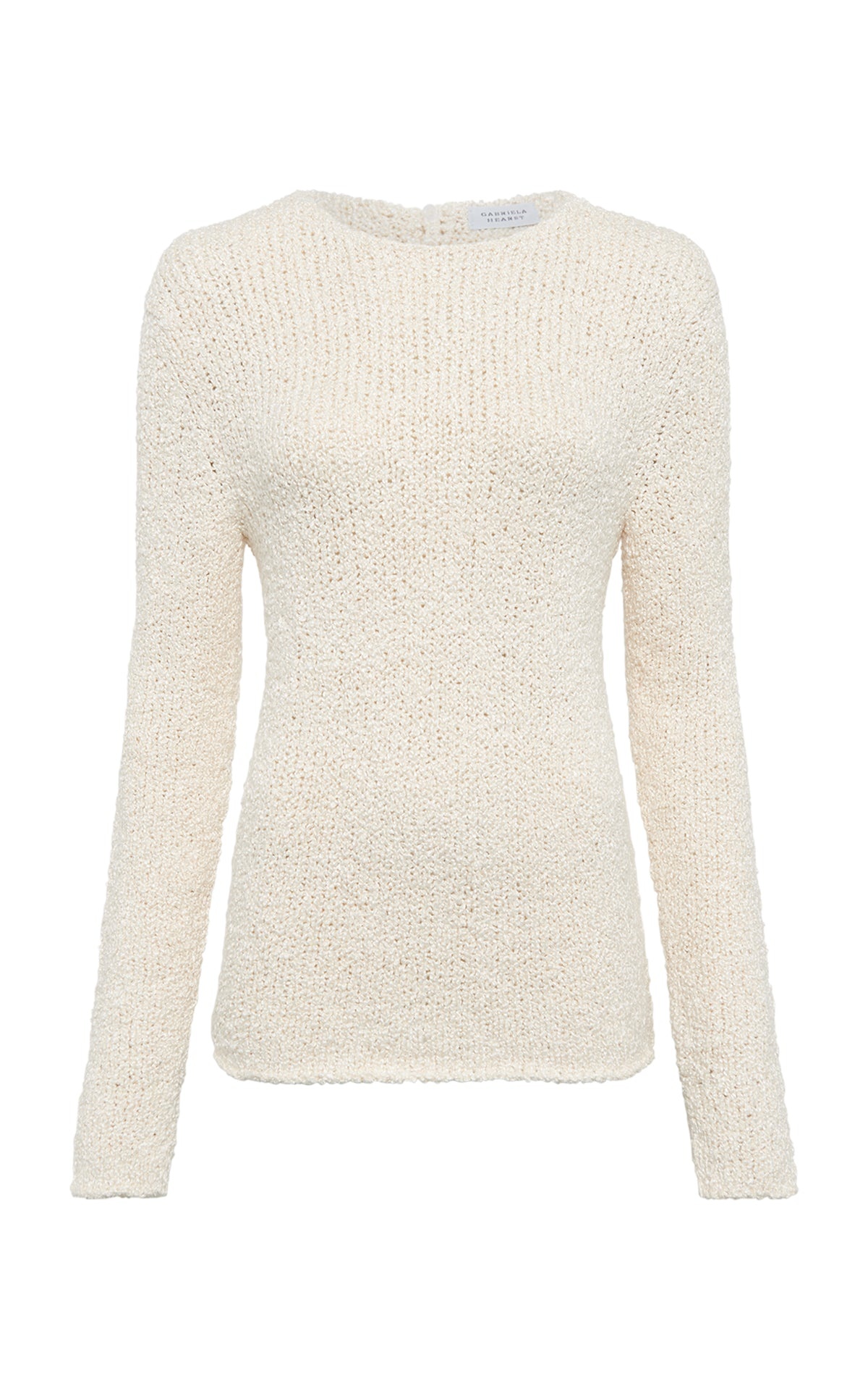 Evaki Knit Sweater in Ivory Silk Boucle - 1
