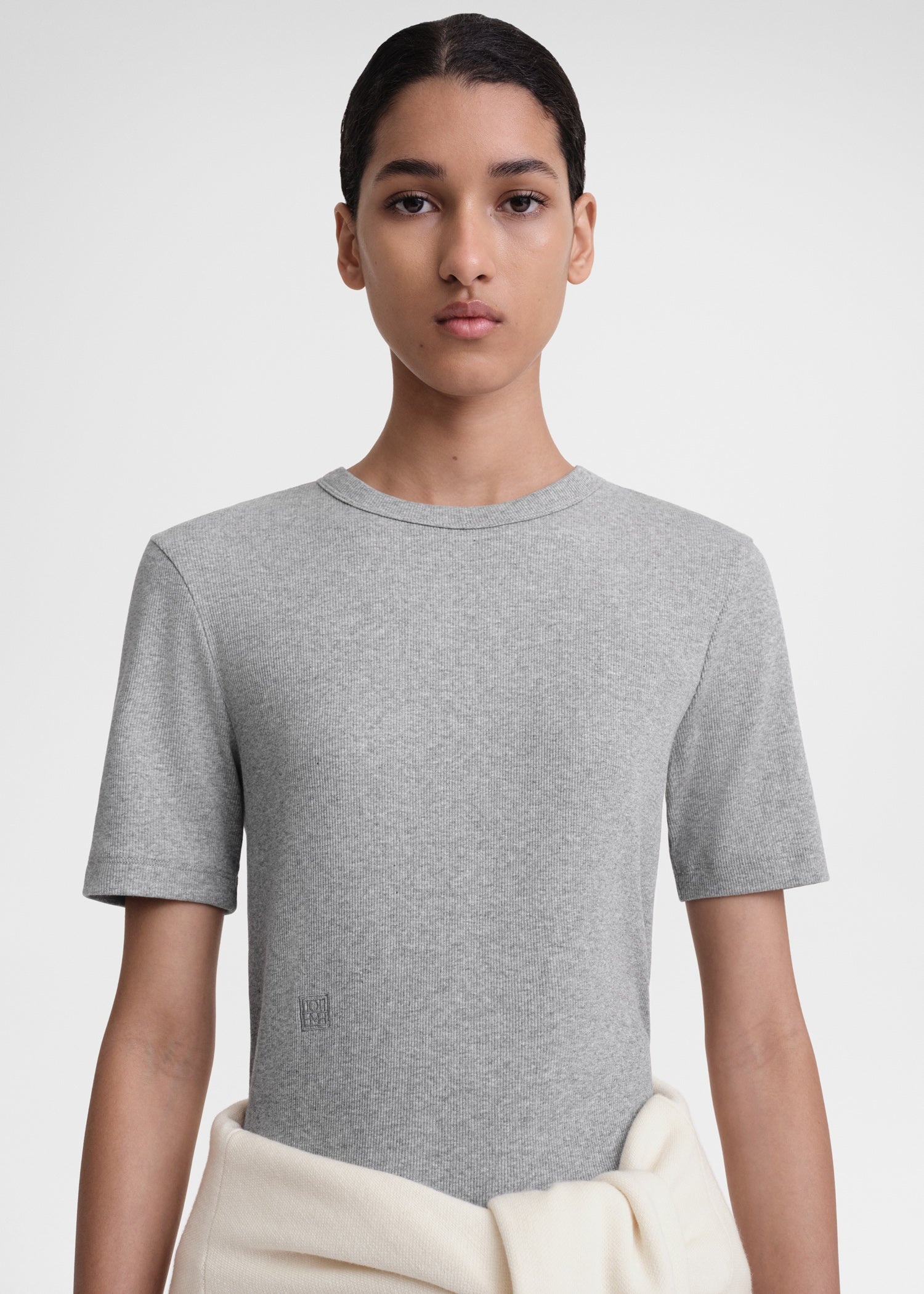 Classic rib tee grey melange - 5