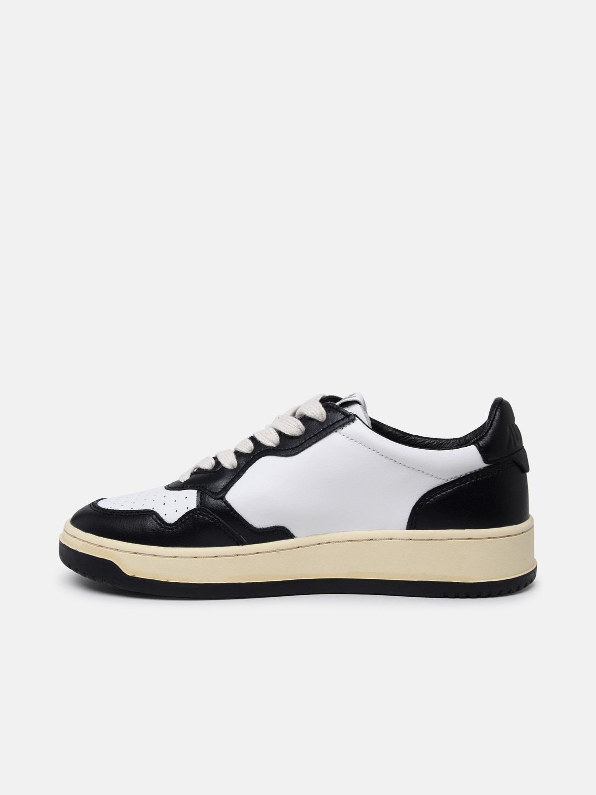 BLACK AND WHITE LEATHER MEDALIST SNEAKERS - 3