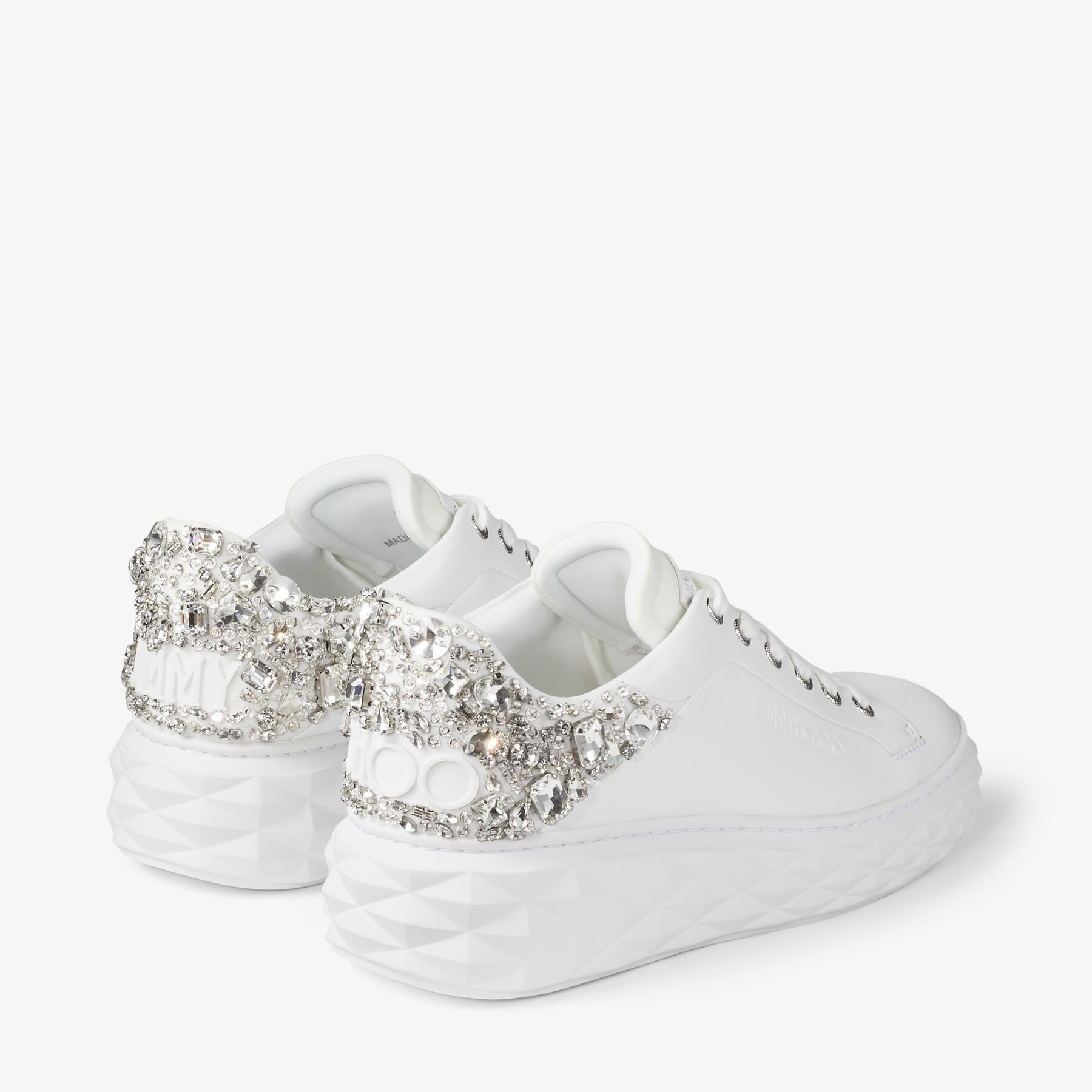Diamond Maxi/f Ii
White and Silver Nappa Leather Trainers with Crystals - 7