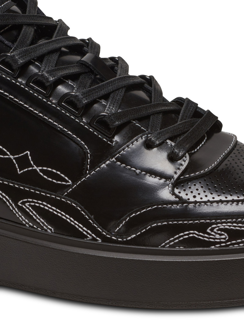B-Court Mid Top Western glazed leather trainers 6