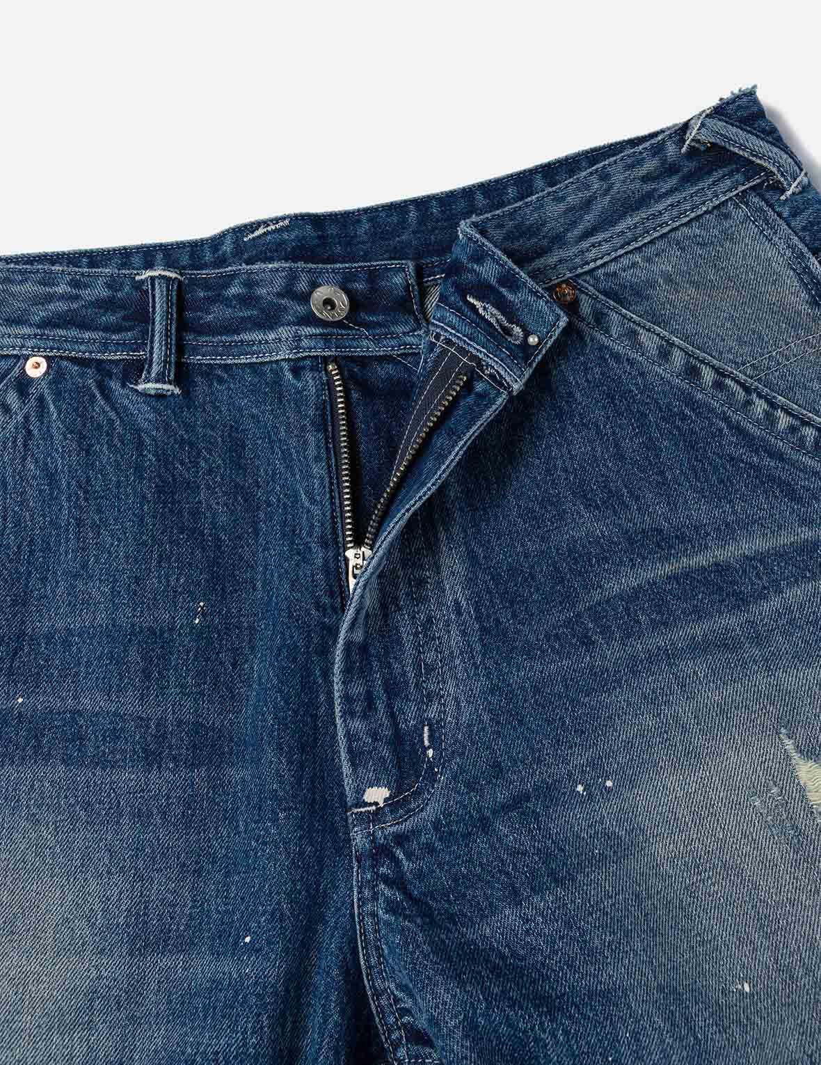Washed and Distressed Daicock Print Relax Fit Jeans - 8