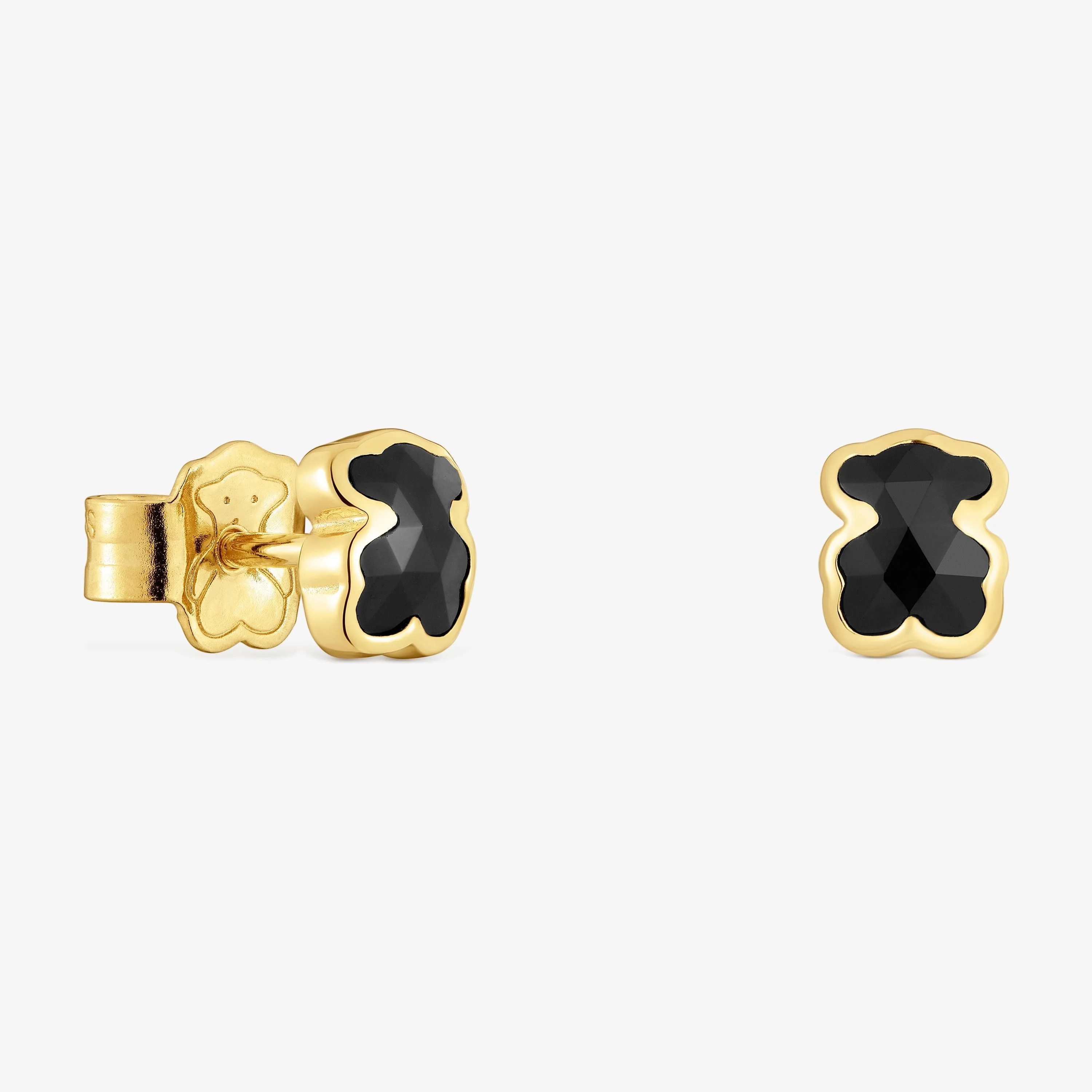 6 mm 18K gold vermeil bear Earrings with onyx TOUS Icon Color - 1