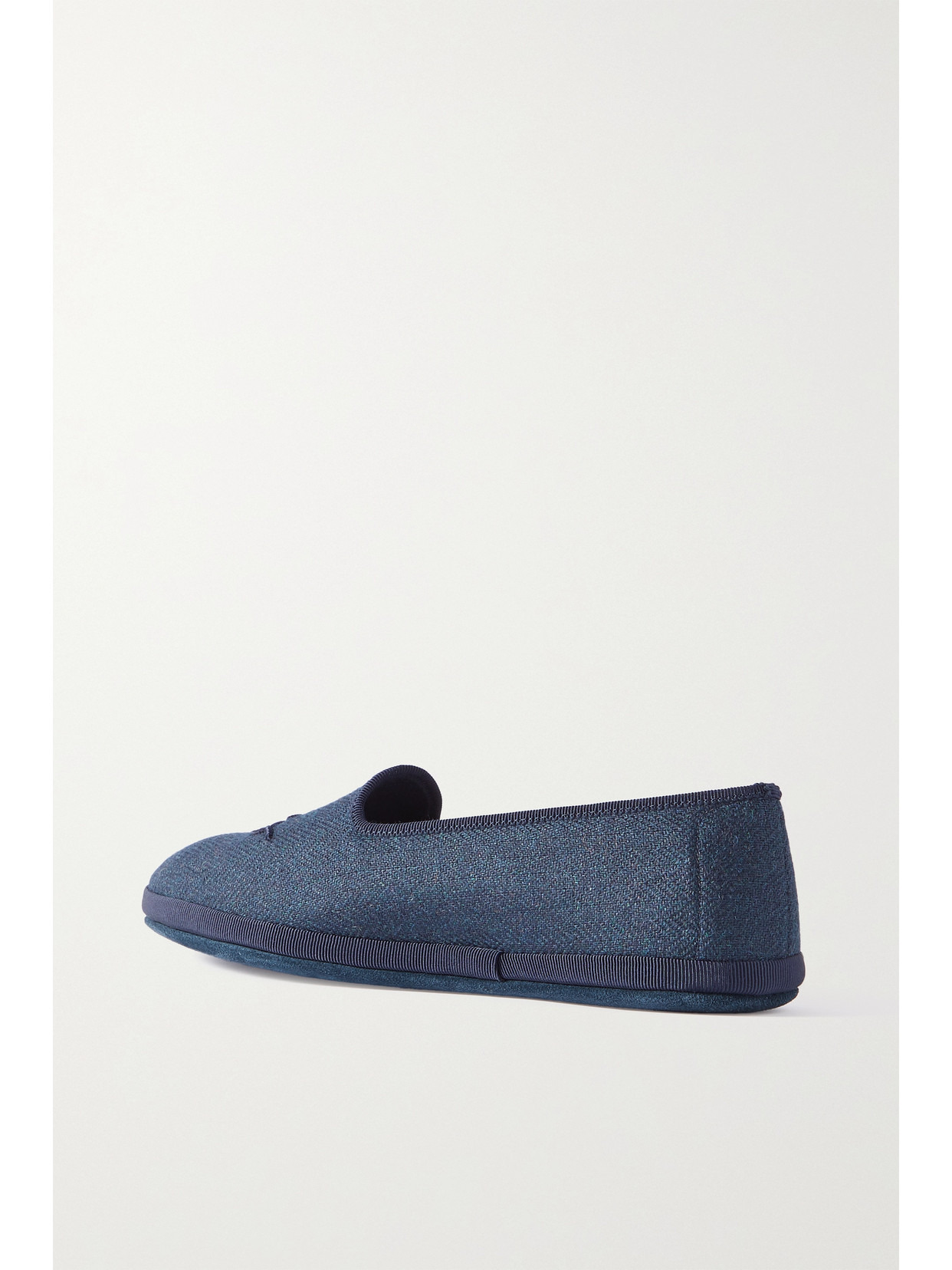 Venice Embroidered Herringbone Cashmere Slippers - 3