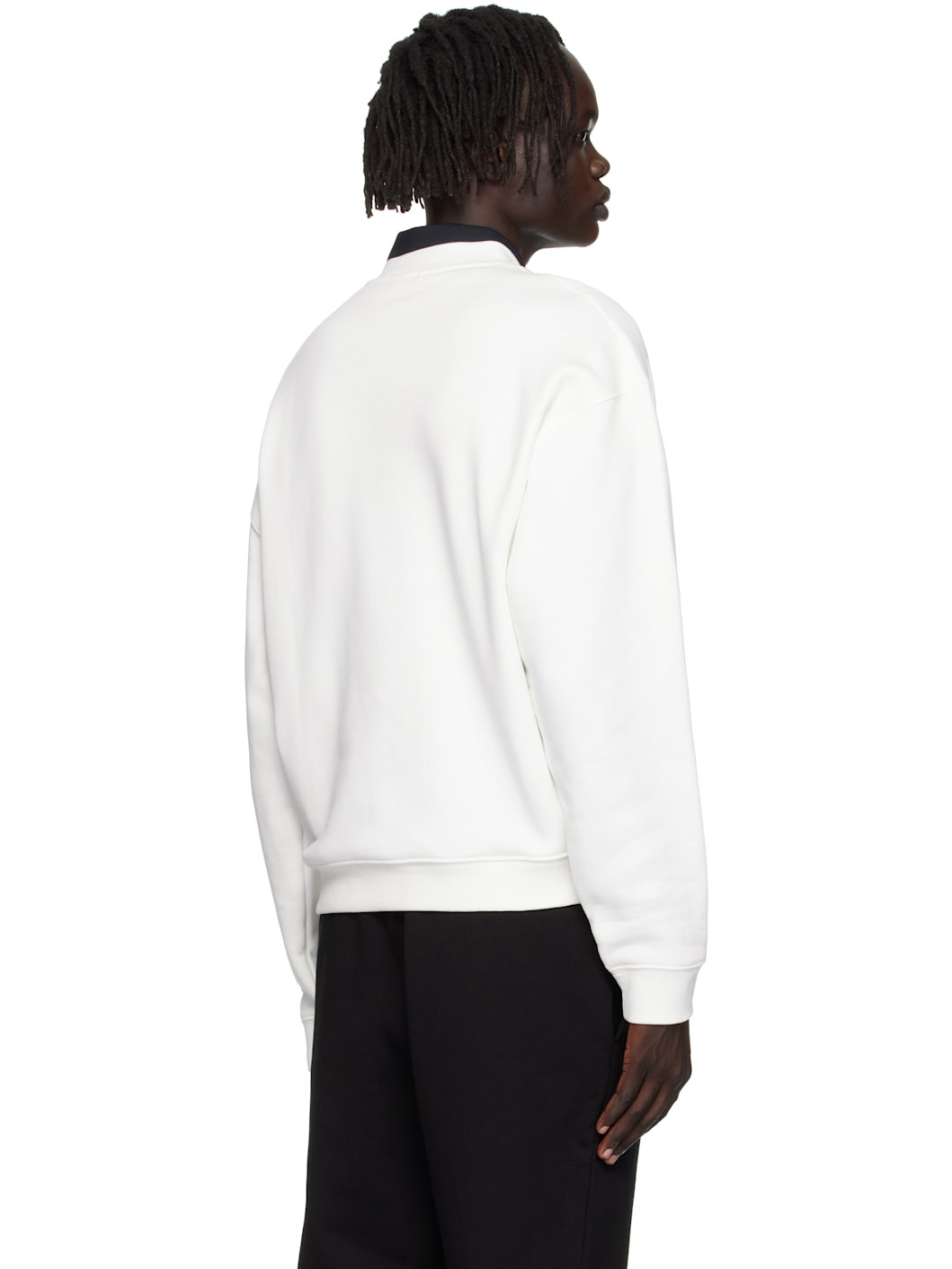 White Loose Fit Heavy Fleece Sweatshirt - 3