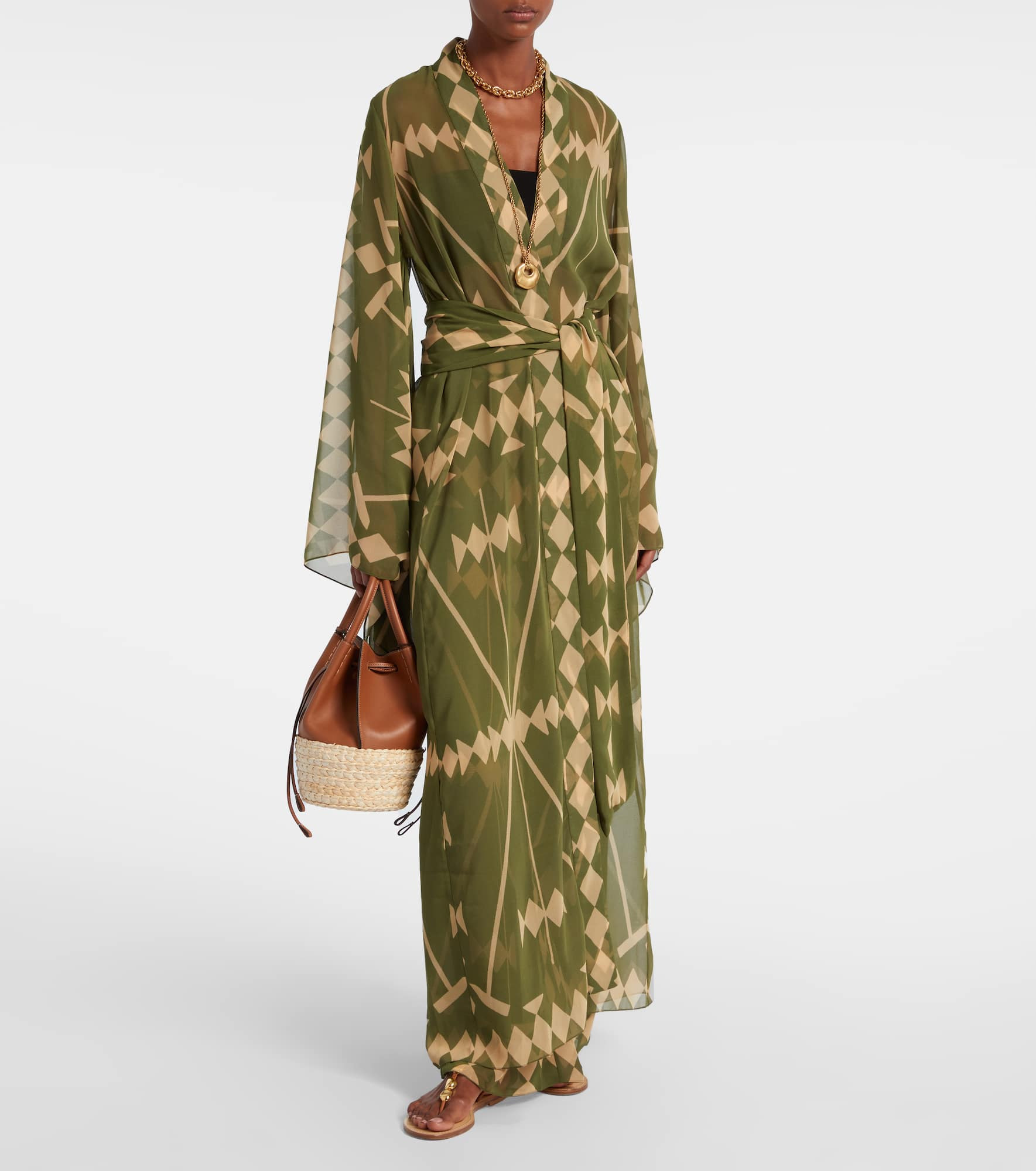 Printed georgette beach cover-up - 2