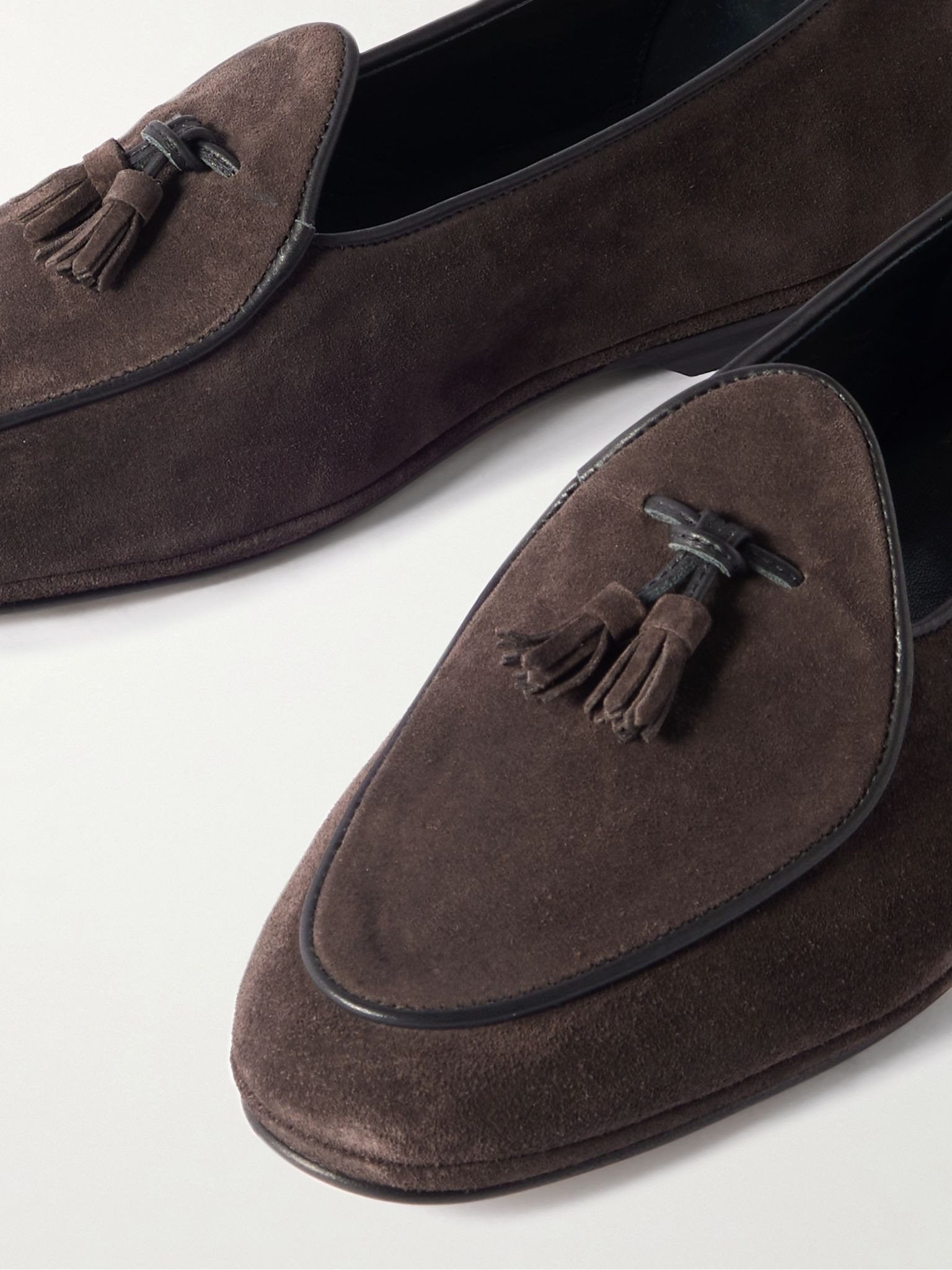 Marphy Tasselled Leather-Trimmed Suede Loafers Brown - 5