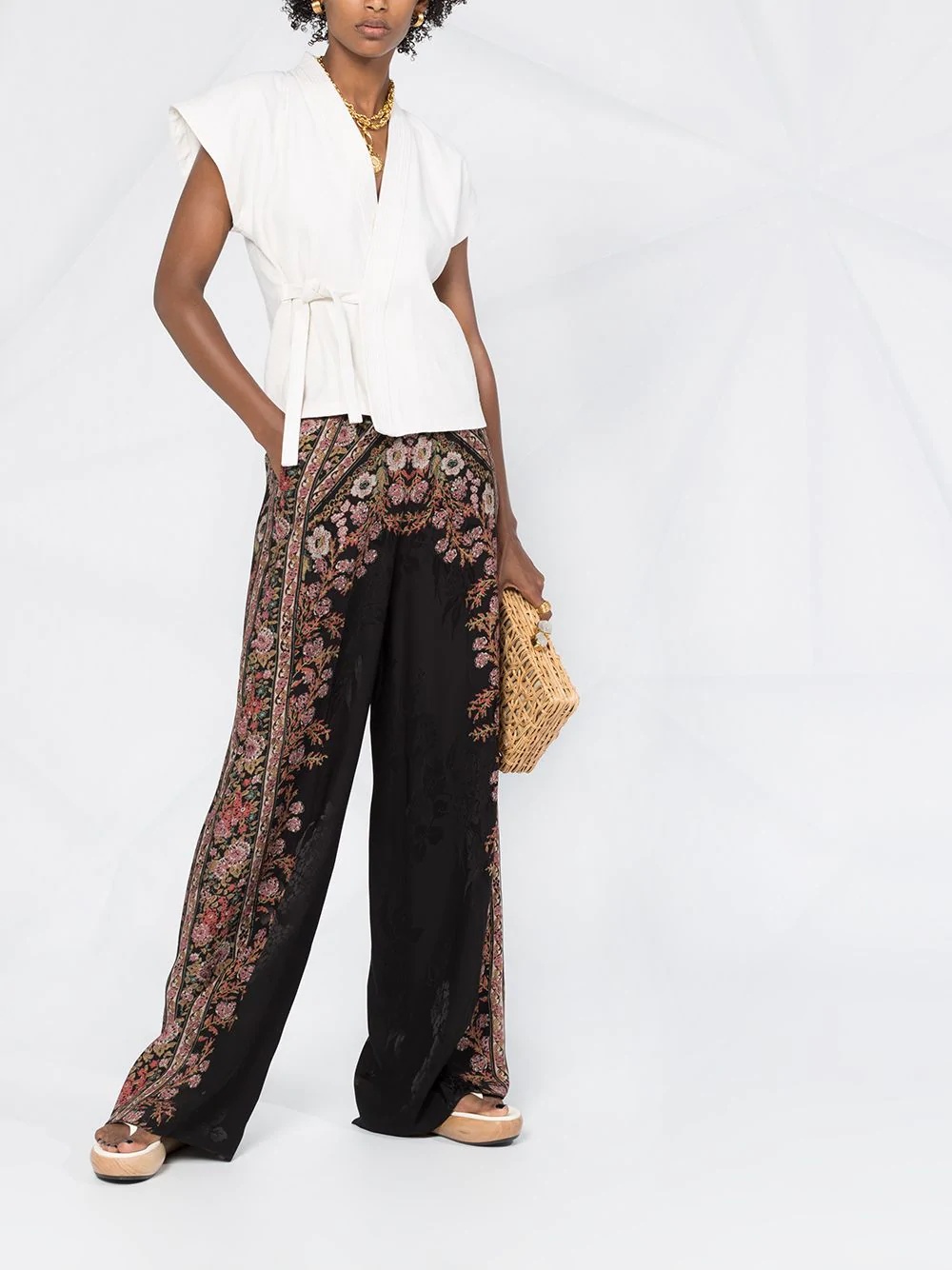 floral-print wide-leg trousers - 2