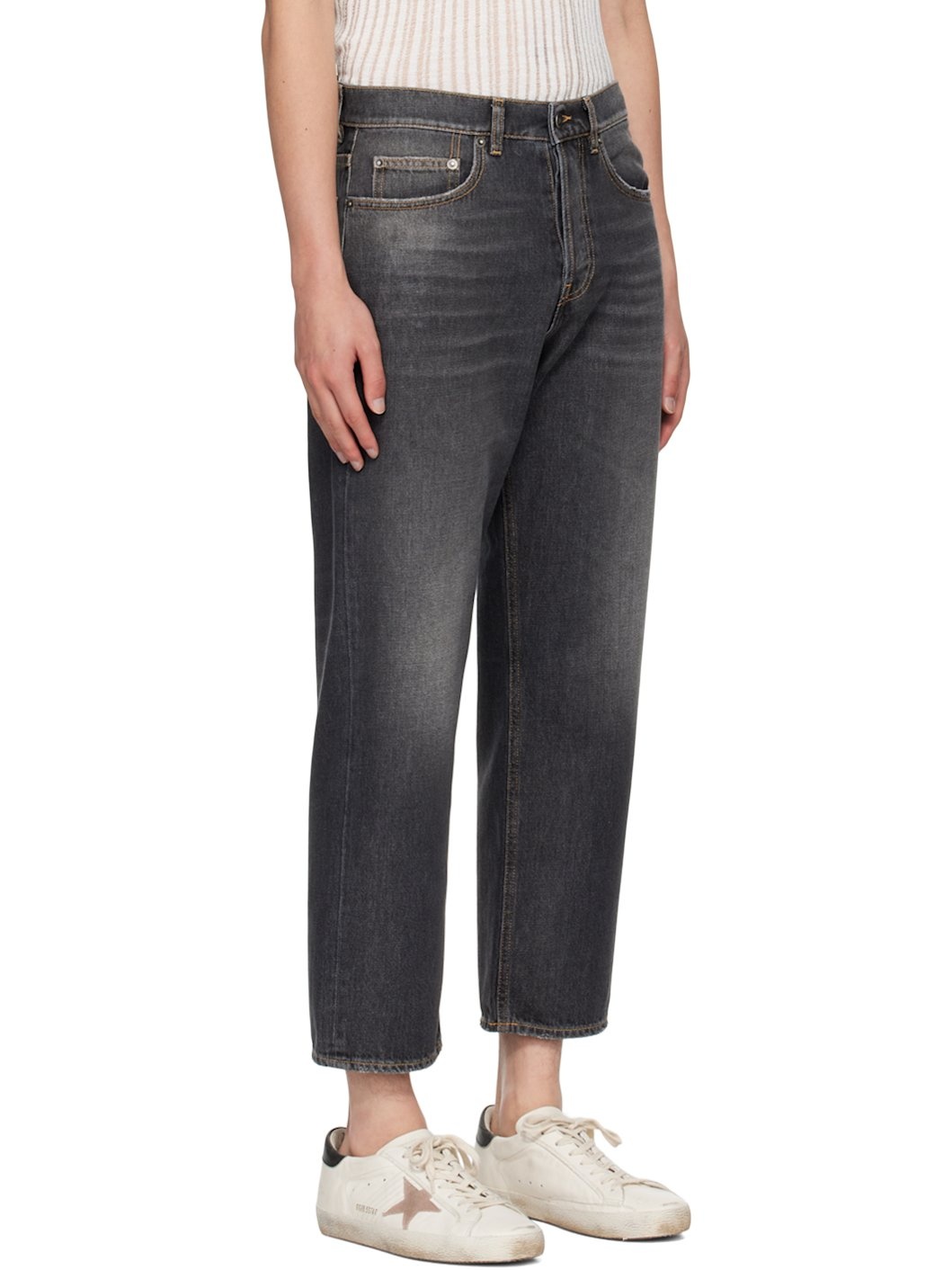 Black Stonewashed-Effect Jeans - 2