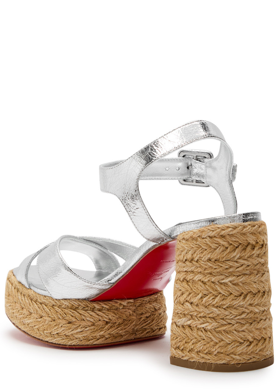 Christian Louboutin Calakala 85 Metallic Leather Espadrille Sandals - 2