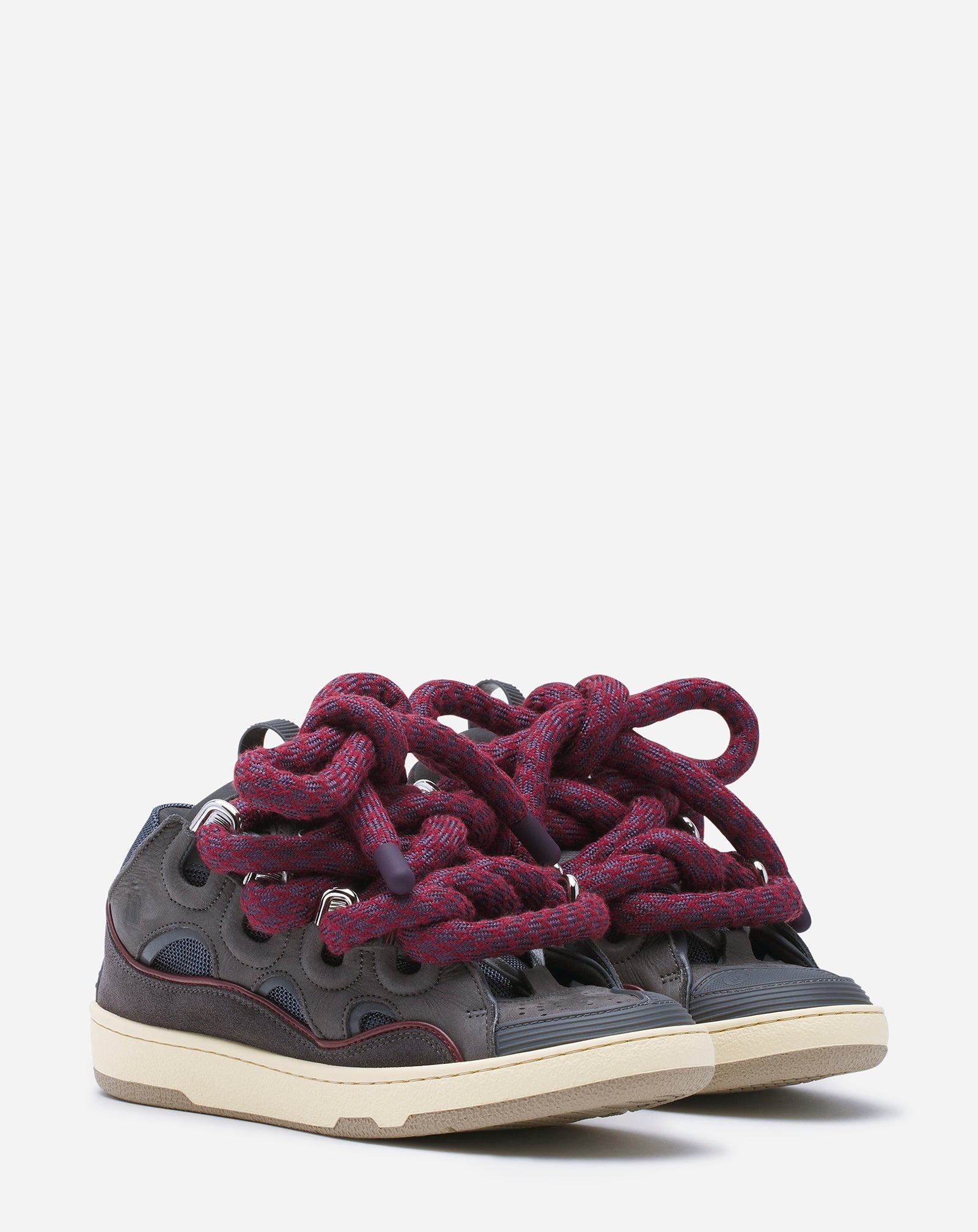 CURB SNEAKERS IN LEATHER WITH SNAKE LACES - 2