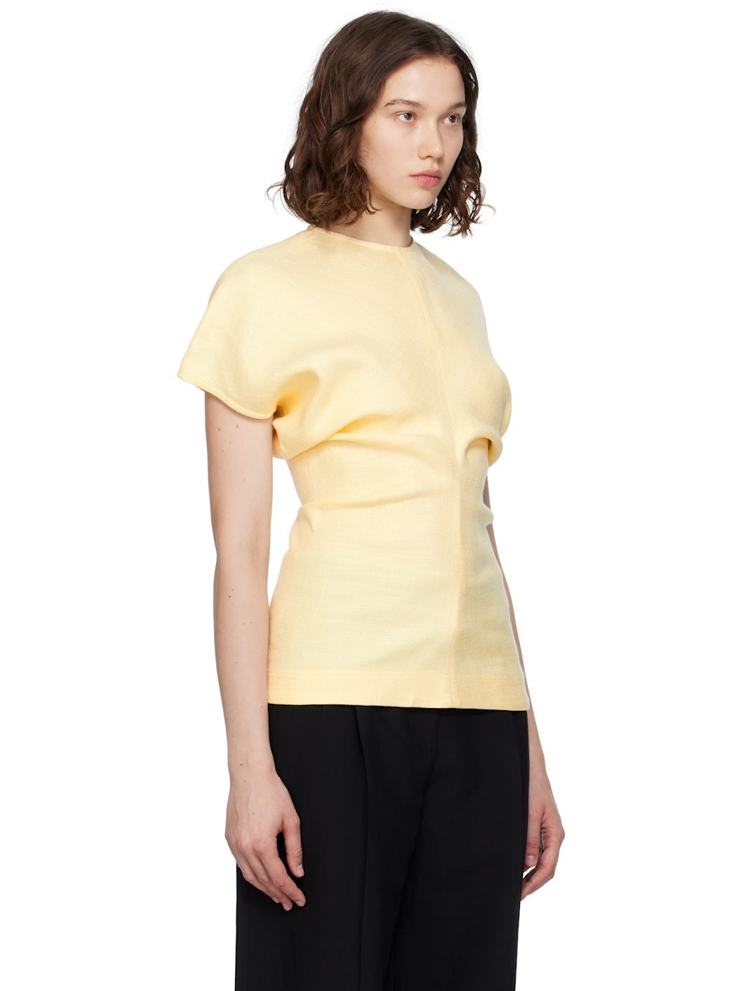 Beige Slouch Waist Basketweave Top - 2