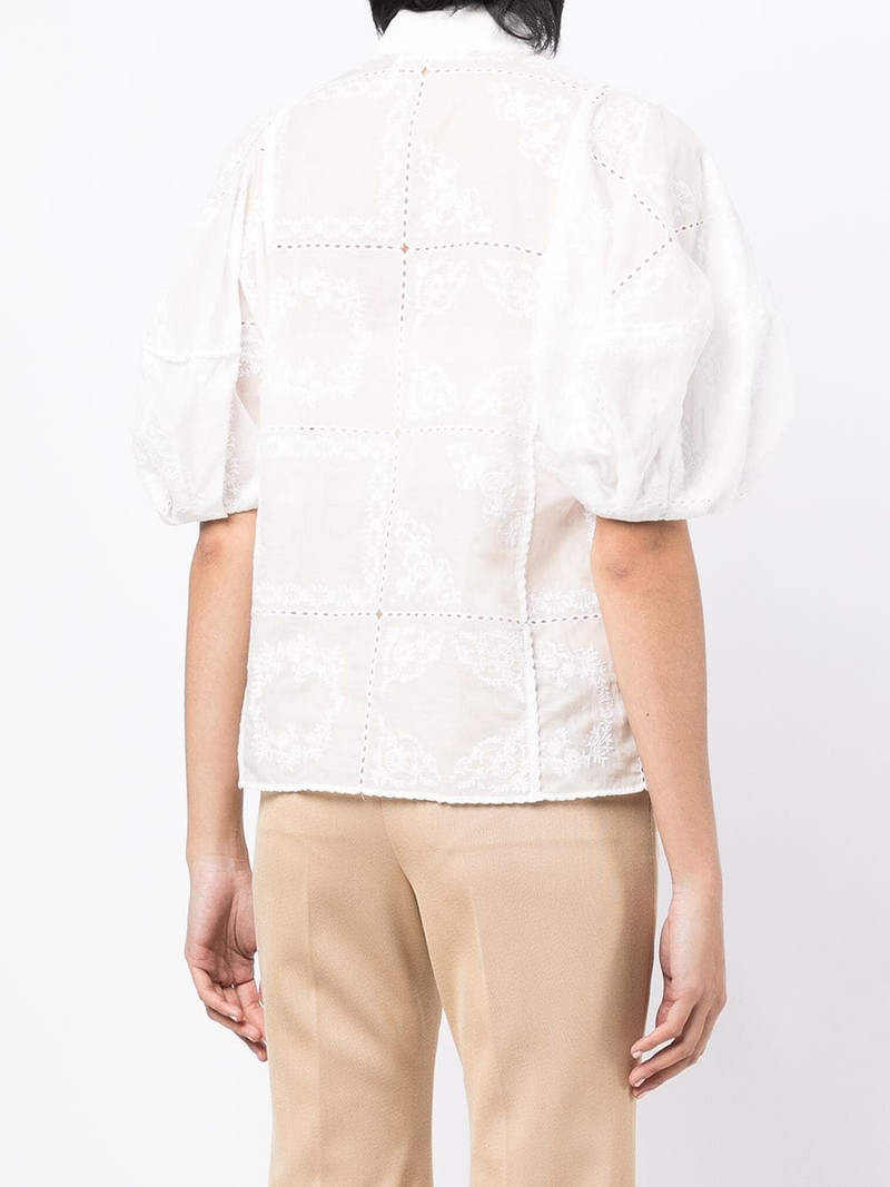 embroidered-design puff-sleeve shirt 4