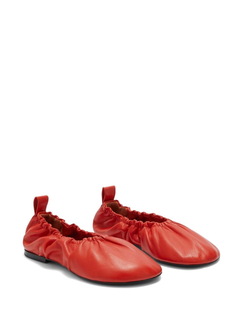gathered-detail leather ballerina shoes - 2