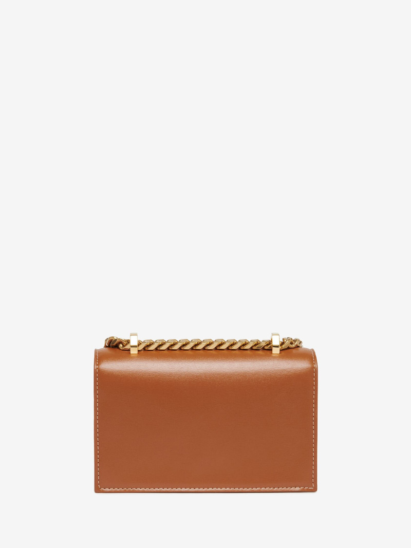 Women's Mini Jewelled Satchel in Caramel Tan 3