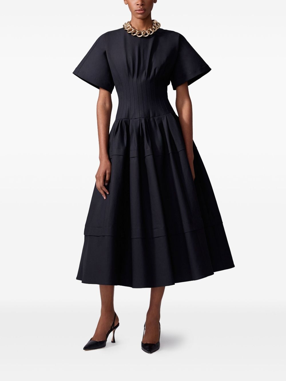 pleated-waist midi dress - 2