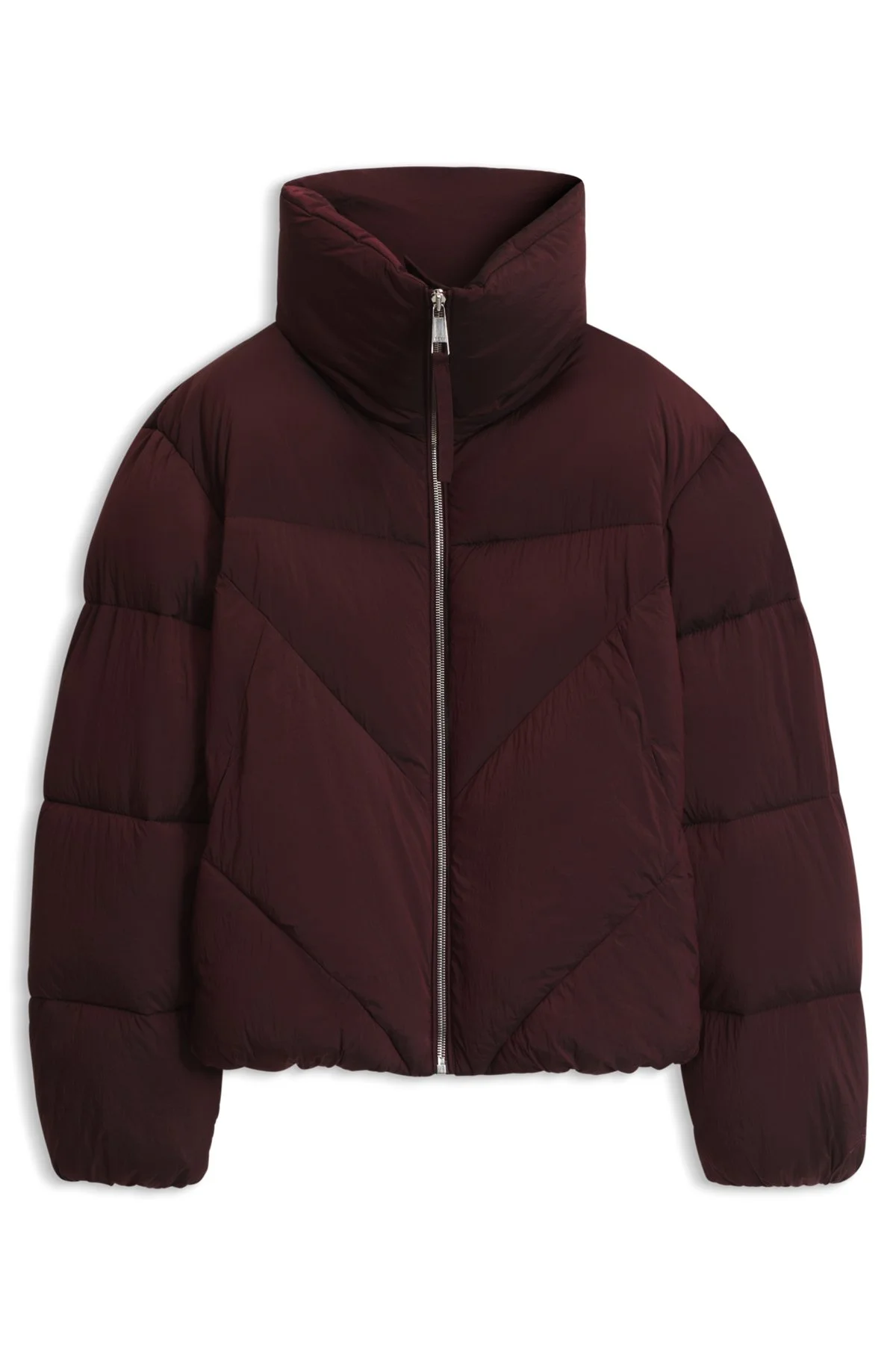 ZIPPERED PUFFER JACKET IN LUSTROUS FABRIC - 1