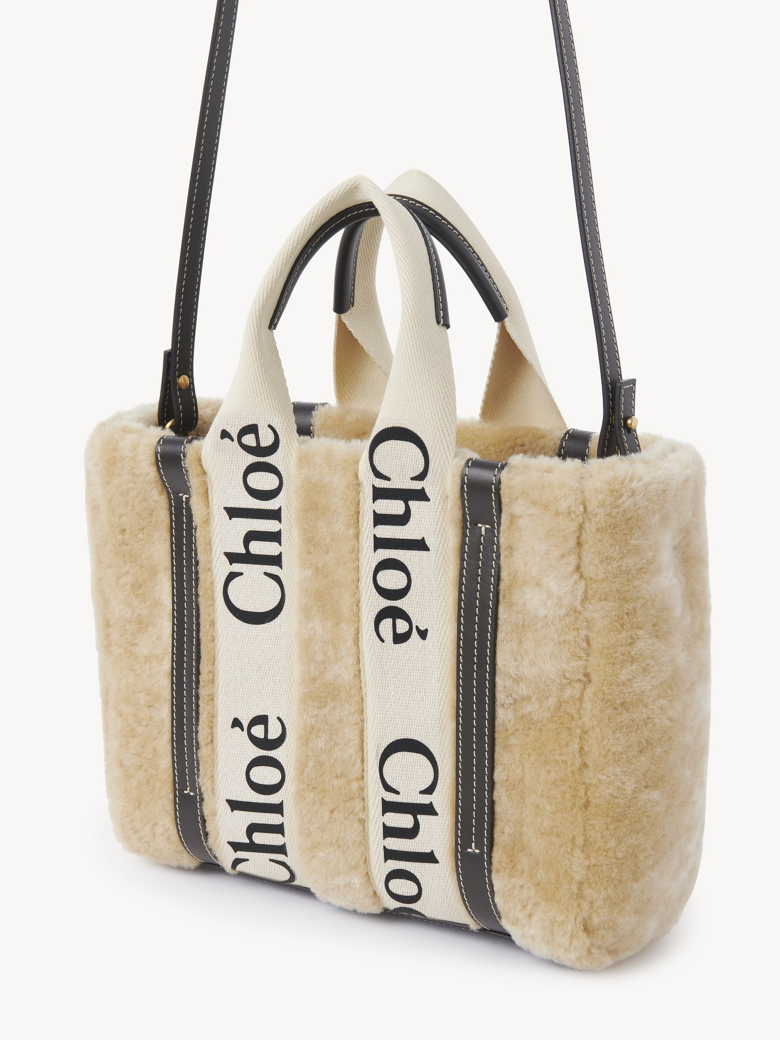 SMALL WOODY TOTE BAG IN SHEARLING - 3