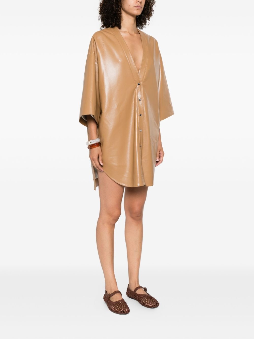 button-front shirt dress - 3