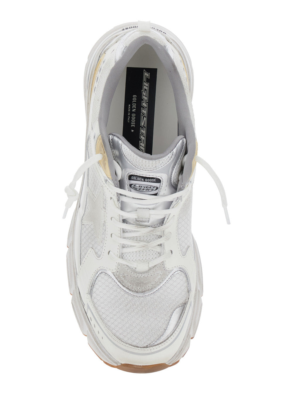 Golden Goose Men 'Lightstar' White Low Top Sneakers With Logo Patch On The Tongue And Logo Lettering - 4