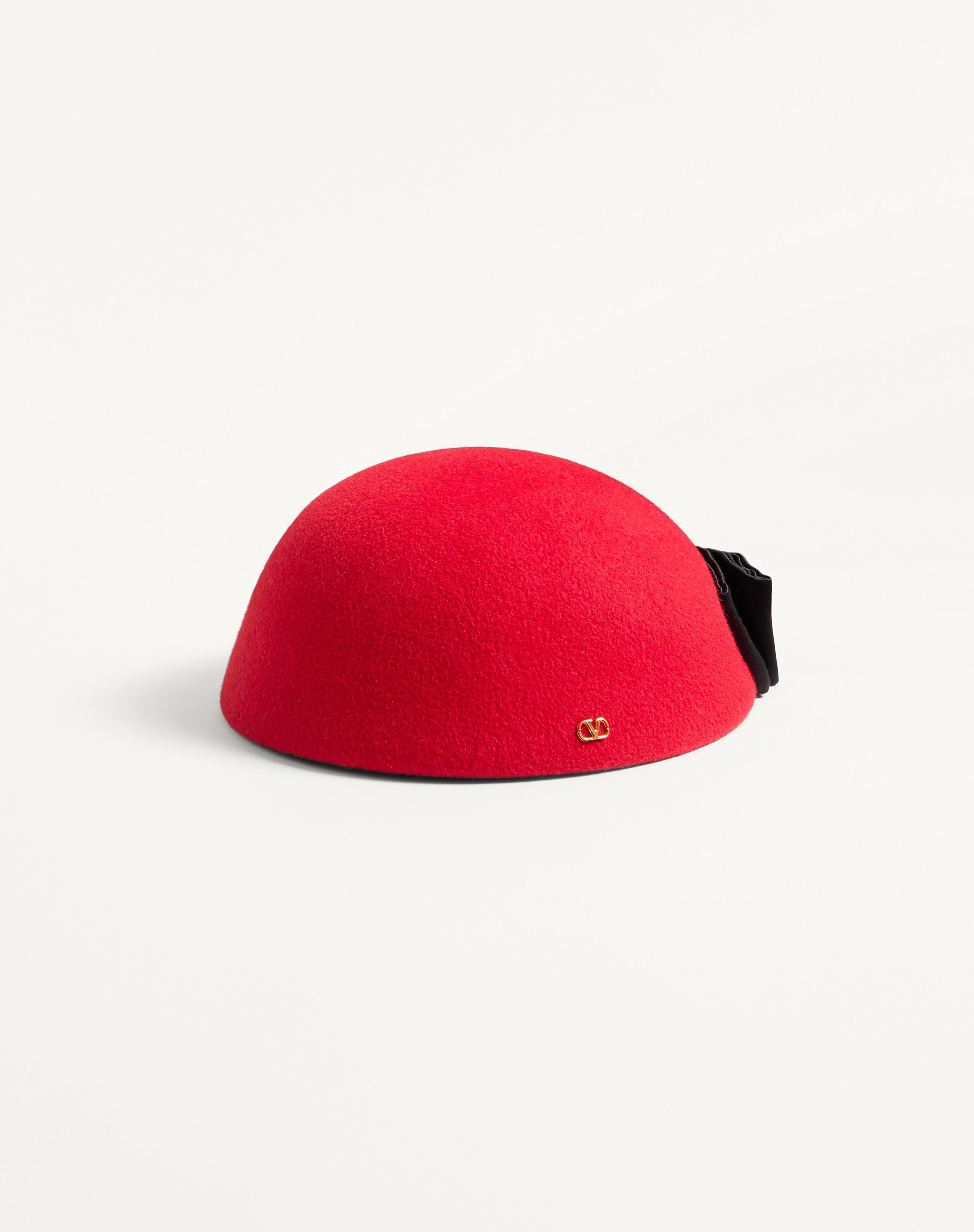 VLOGO SIGNATURE HAT IN LAPIN FABRIC WITH SATIN BOW - 4