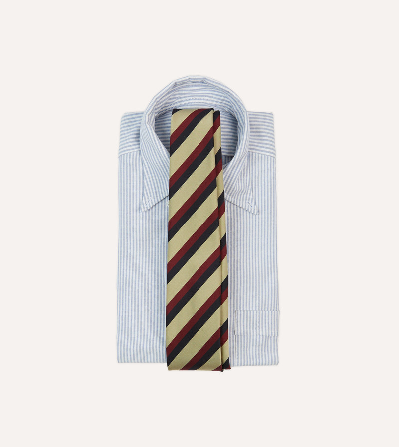 Drake's Navy, Red and Buff Stripe Mogador Silk Tipped Tie outlook