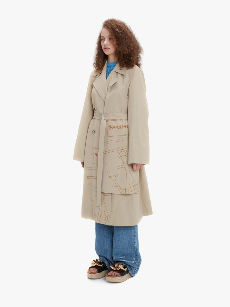 LOGO PRINT TRENCH COAT 5