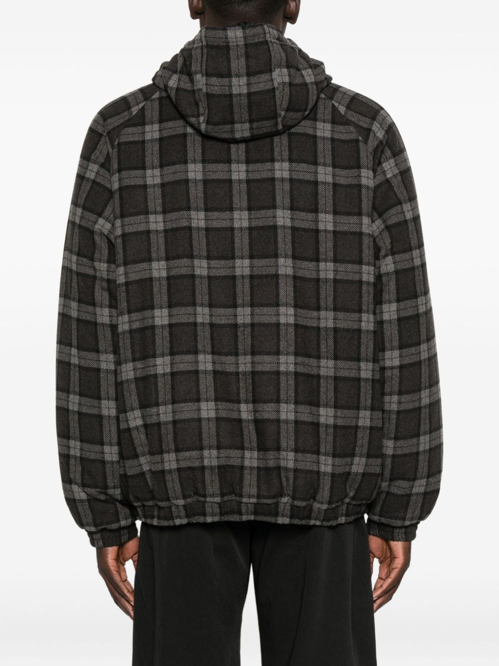hooded checked jacket - 4