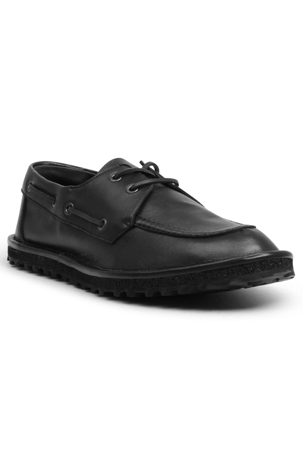 LEATHER LACE UP SHOES | BLACK - 1