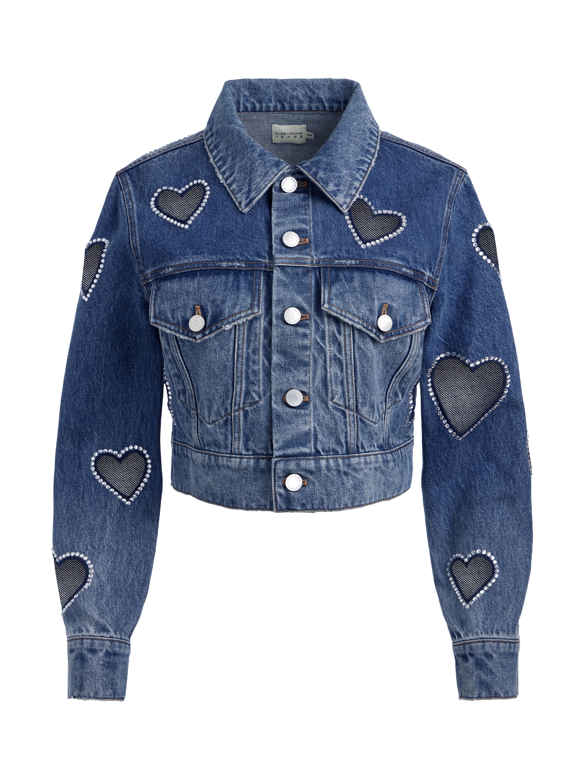 JEFF HEART EMBELLISHED CROPPED DENIM JACKET - 1