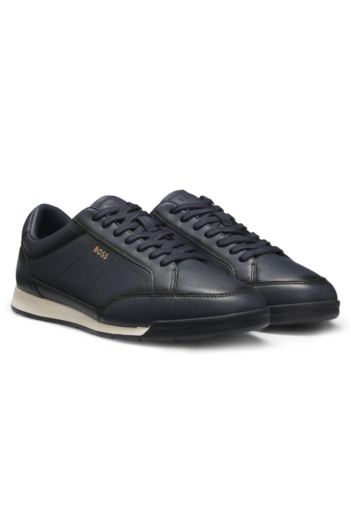 LEATHER TRAINERS WITH EMBOSSED LOGO - 2